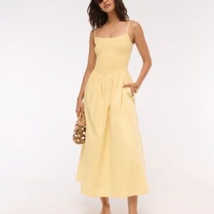 Abercrombie A&F Sydney Smocked Dipped-Waist Midi Dress